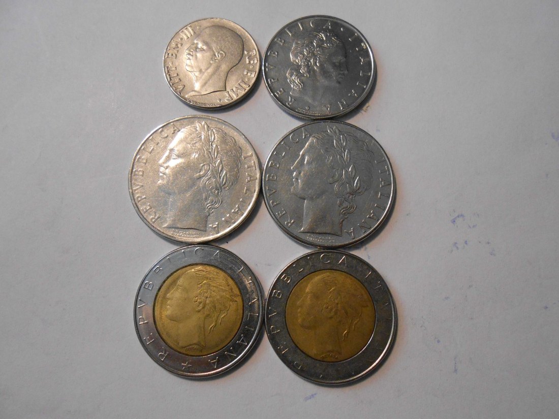  #L23 Italien 6er Lot < 20 Centesimi / 50 Lire / 500 Lire   