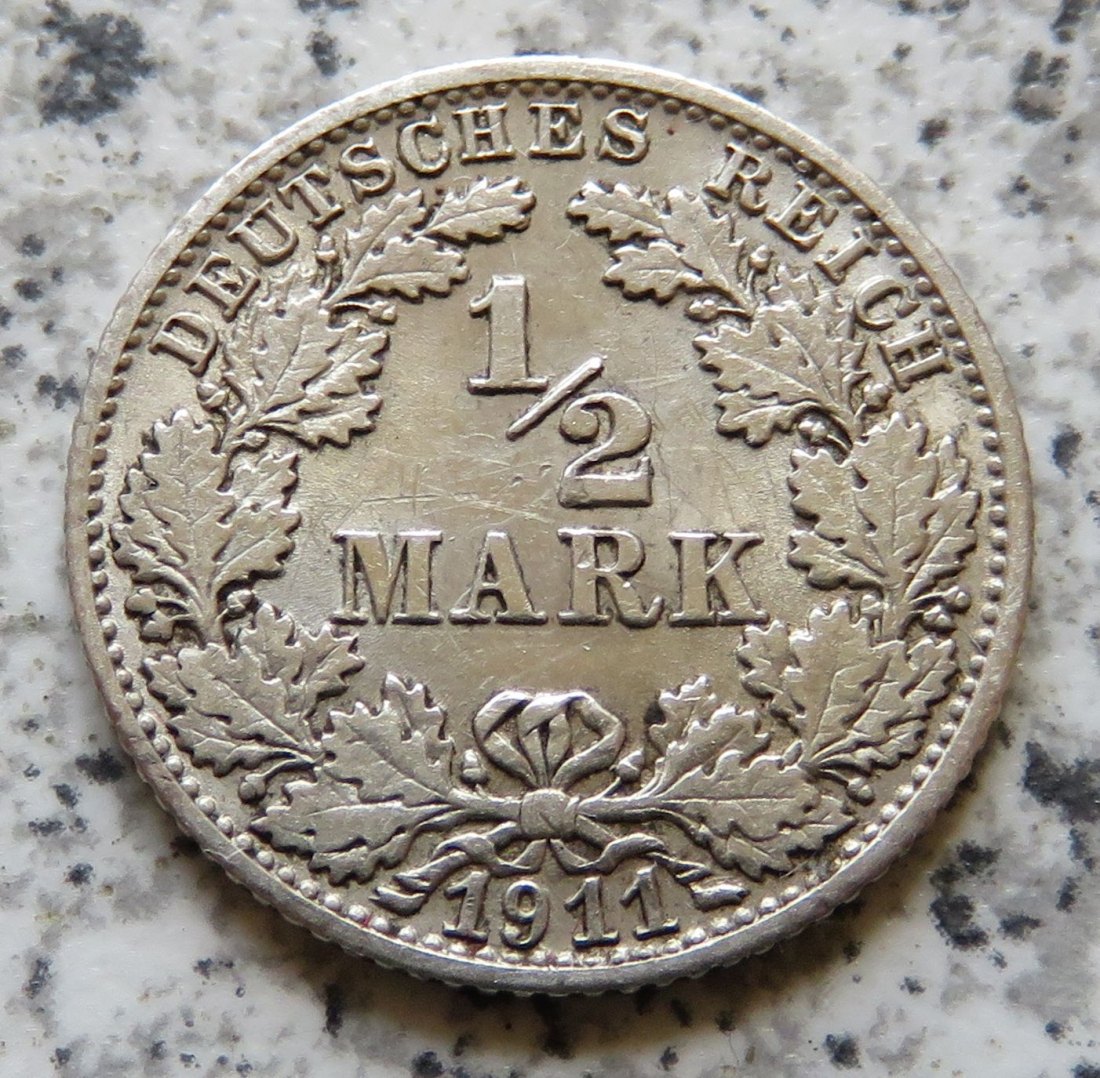  Kaiserreich 1/2 Mark 1911 F   