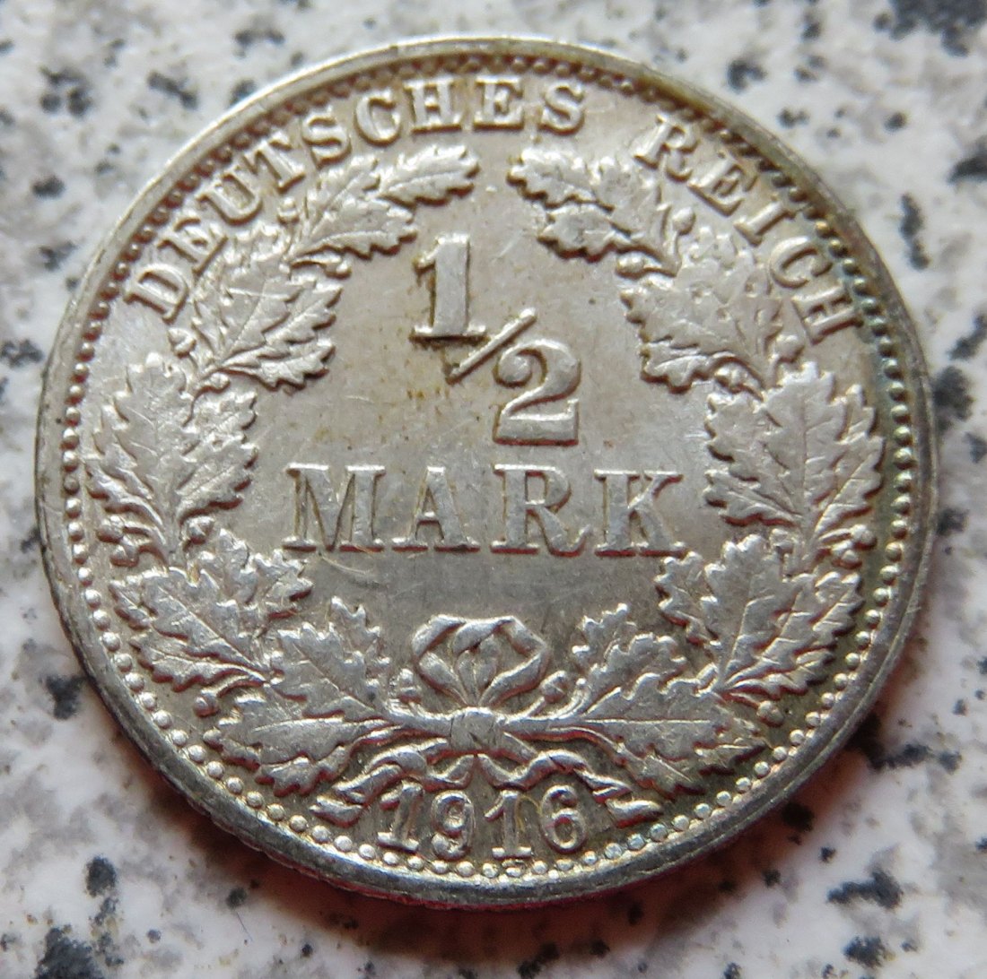  Kaiserreich 1/2 Mark 1916 F   