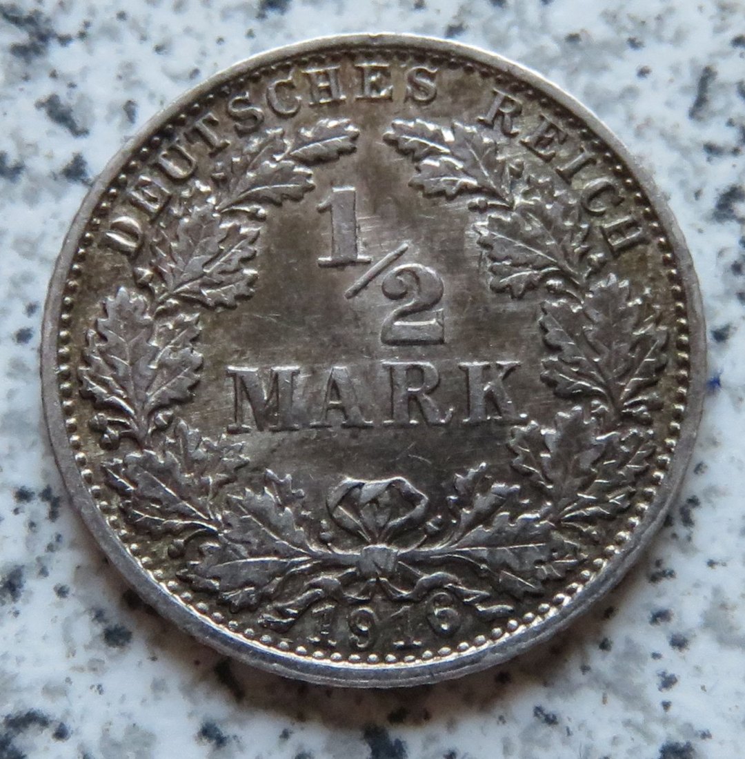  Kaiserreich 1/2 Mark 1916 G   