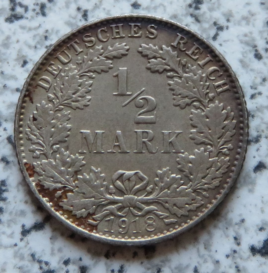  Kaiserreich 1/2 Mark 1918 E   