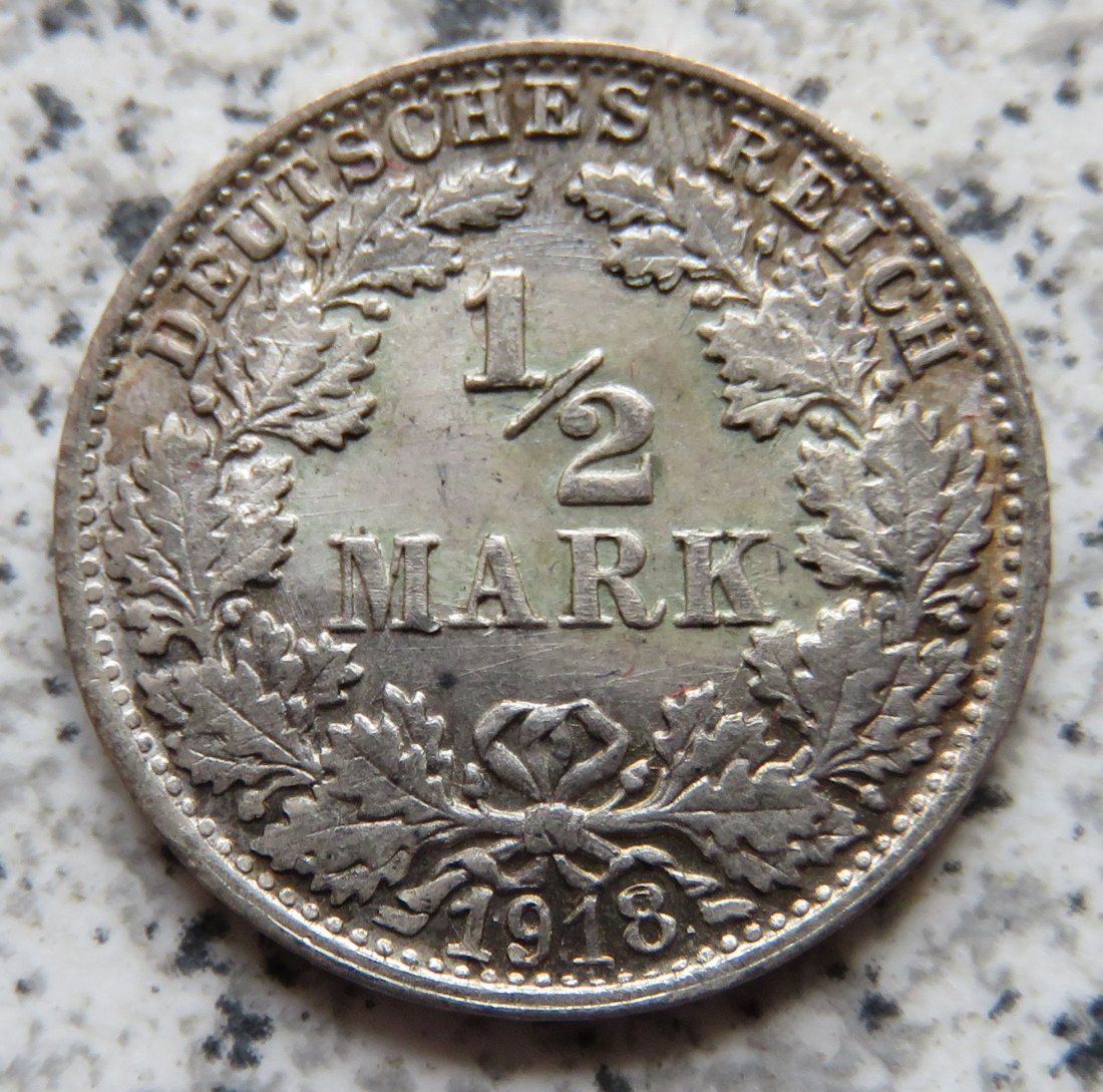  Kaiserreich 1/2 Mark 1918 F   