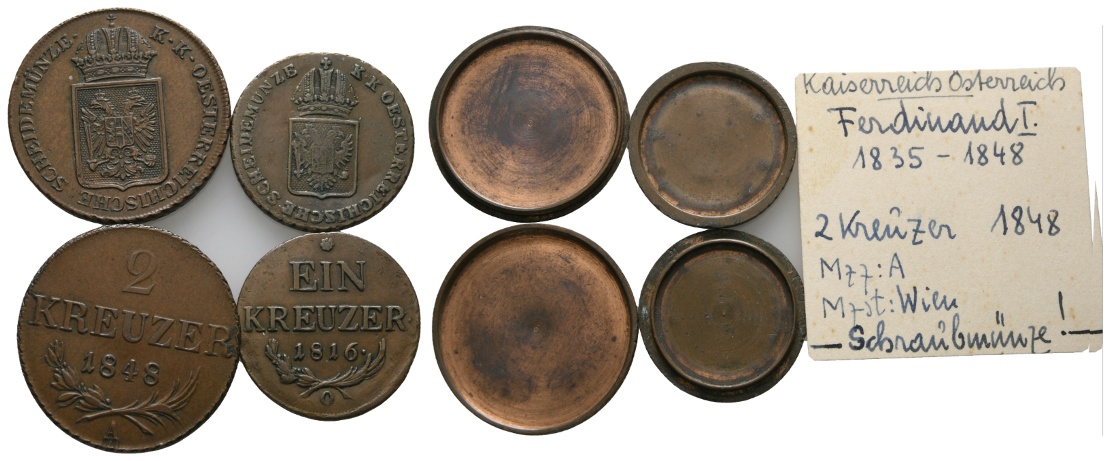  Österreich; 2 Schraubmünzen 1848/1916   
