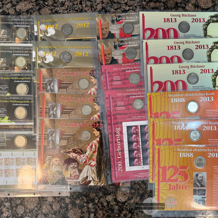  Numisblatt Set: 2012/13 20x Numisblätter CuNi FM-Frankfurt Nominal der Münzen ges.: 200 Euro   