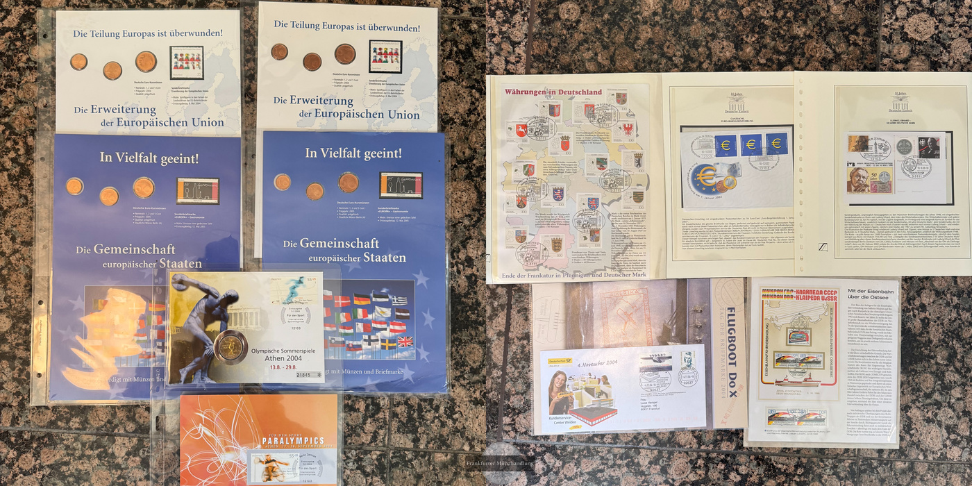  Lot: Nominal der Münzen ges.: 2,42€ + Briefmarkensammlung   