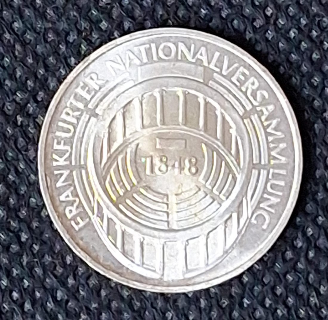  Silber Gedenkmünze BRD: 5 DM 1973 G, Nationalversammlung, Feingewicht 7,0 Gramm Silber   