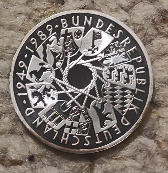  Deutschland 10 Mark 1989, SILBER, 40 Jahre Bundesrepublik Deutschland   