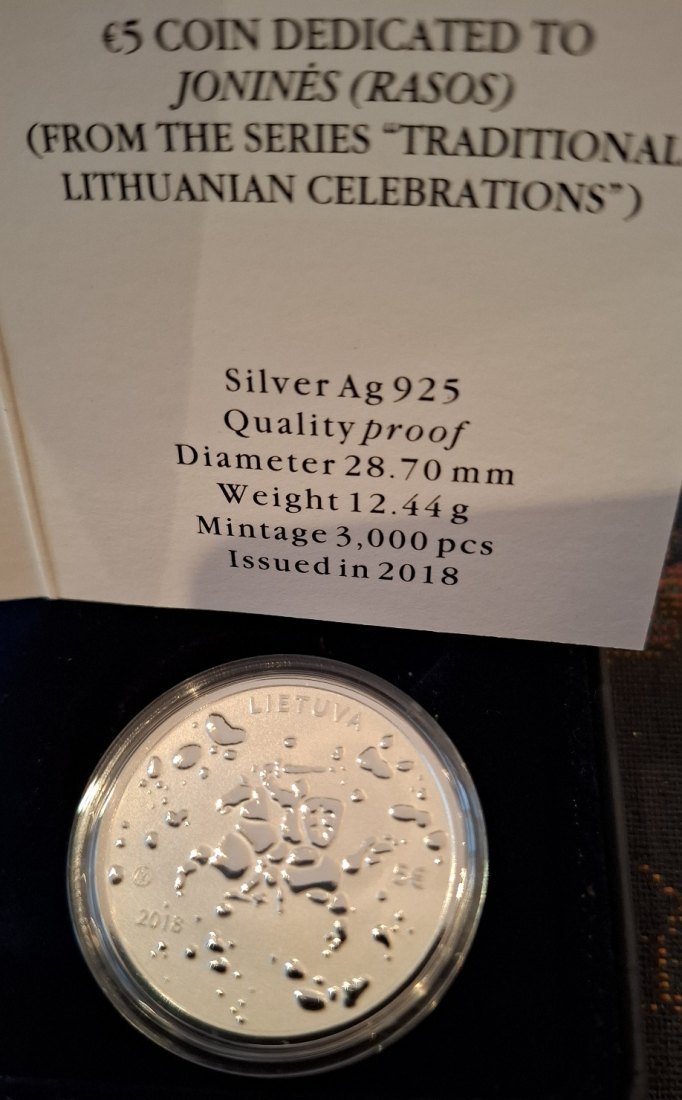  Litauen 5 Euro Silber 2018 Mittsommerfesr Serie Traditionelle Feste, Auflage 3.000   