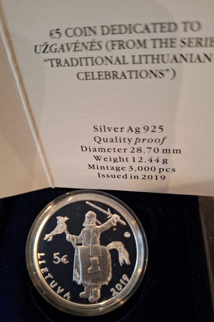  Litauen 5 Euro Silber proof 2019 Winterende Serie traditionelle Feste, Auflage 3.000   