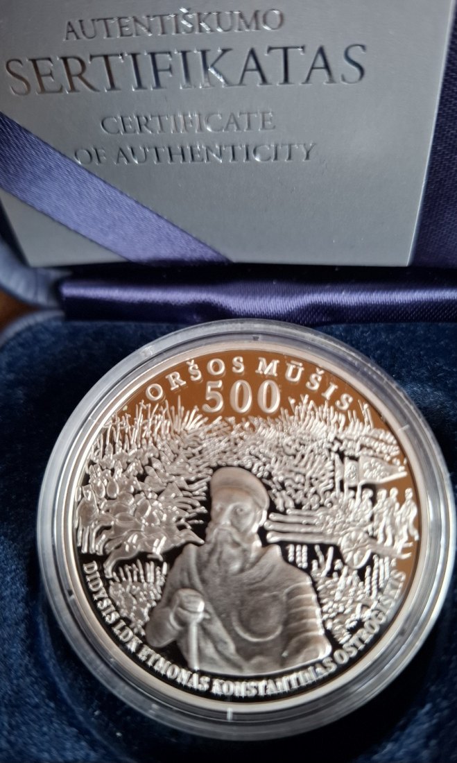  Litauen 50 Litu Silber proof 2014 zu 500 Jahre Schlacht von Orsha, Auflage 3.000   
