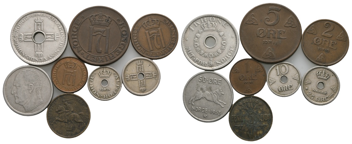  Ausland; Norwegen & Litauen; Lot Kleinmünzen ( 8 Stück )   