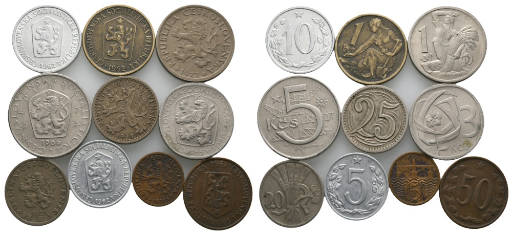  Ausland; Tschechoslowakei; Lot Kleinmünzen ( 10 Stück )   