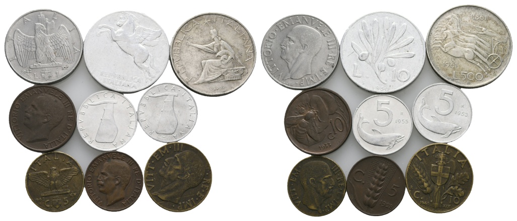  Ausland; Italien; Lot Kleinmünzen ( 9 Stück )   