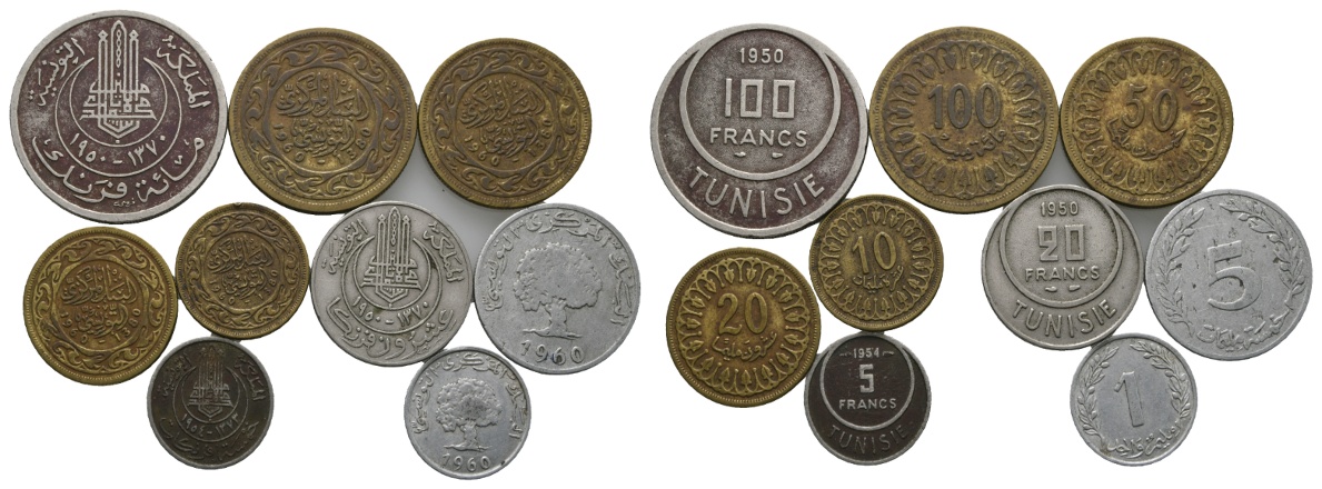  Ausland; Tunesien; Lot Kleinmünzen ( 9 Stück )   
