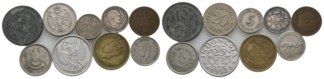  Ausland; Indonesien, Indien, Serbien, Syrien; Lot Kleinmünzen ( 9 Stück )   