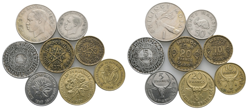  Ausland; Tansania, Madagaskar, Marokko; Lot Kleinmünzen ( 8 Stück )   