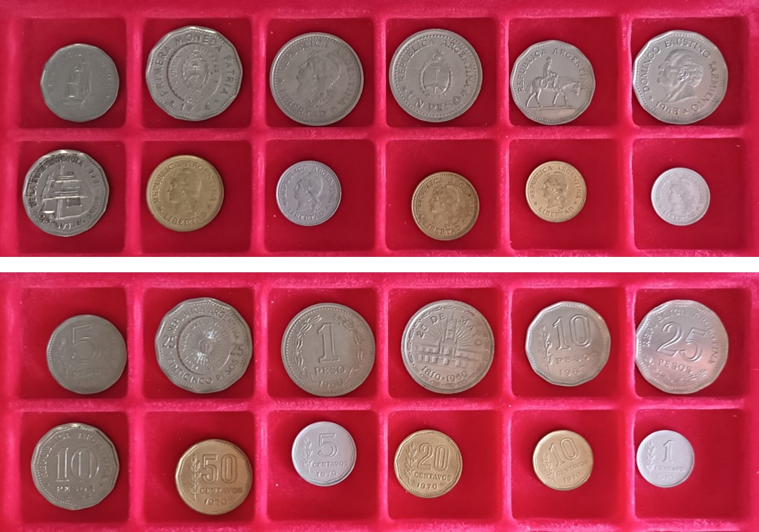  Ausland; Argentinien; Lot Kleinmünzen ( 12 Stück ), ohne Tablett   