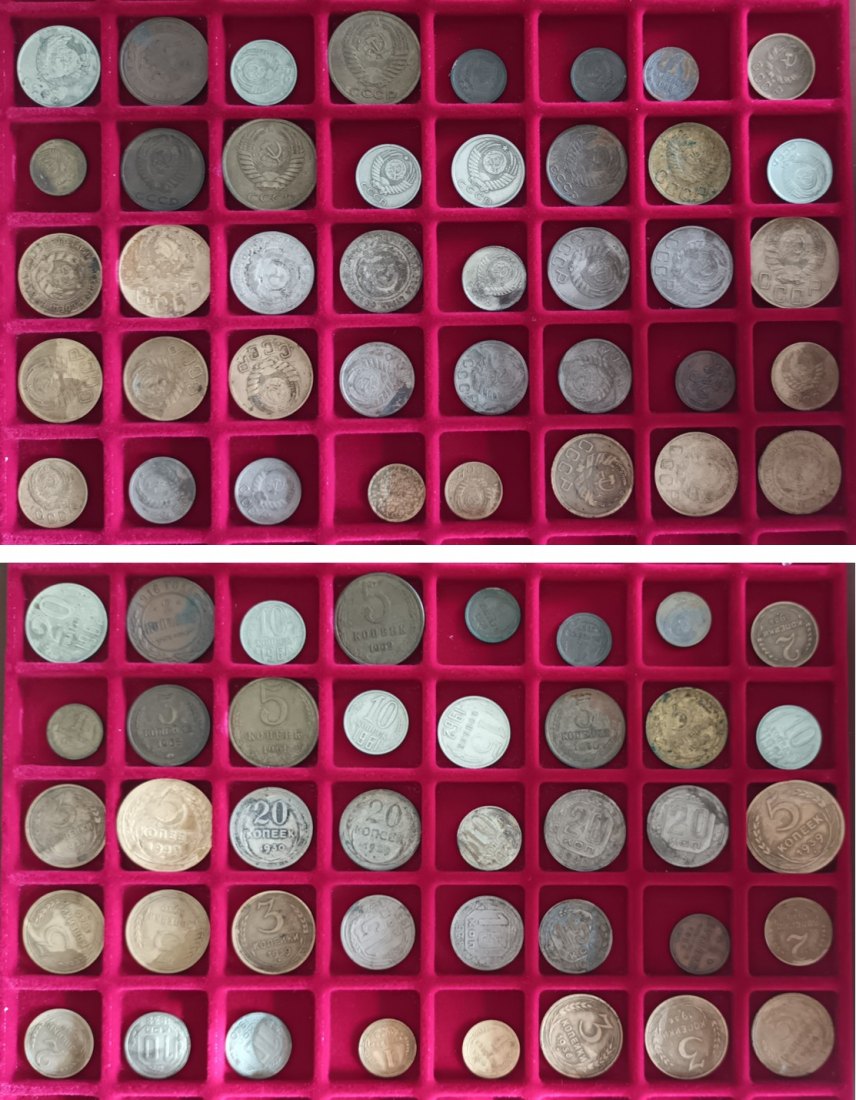  Ausland; Russland; Lot Kleinmünzen ( 40 Stück ), ohne Tablett   