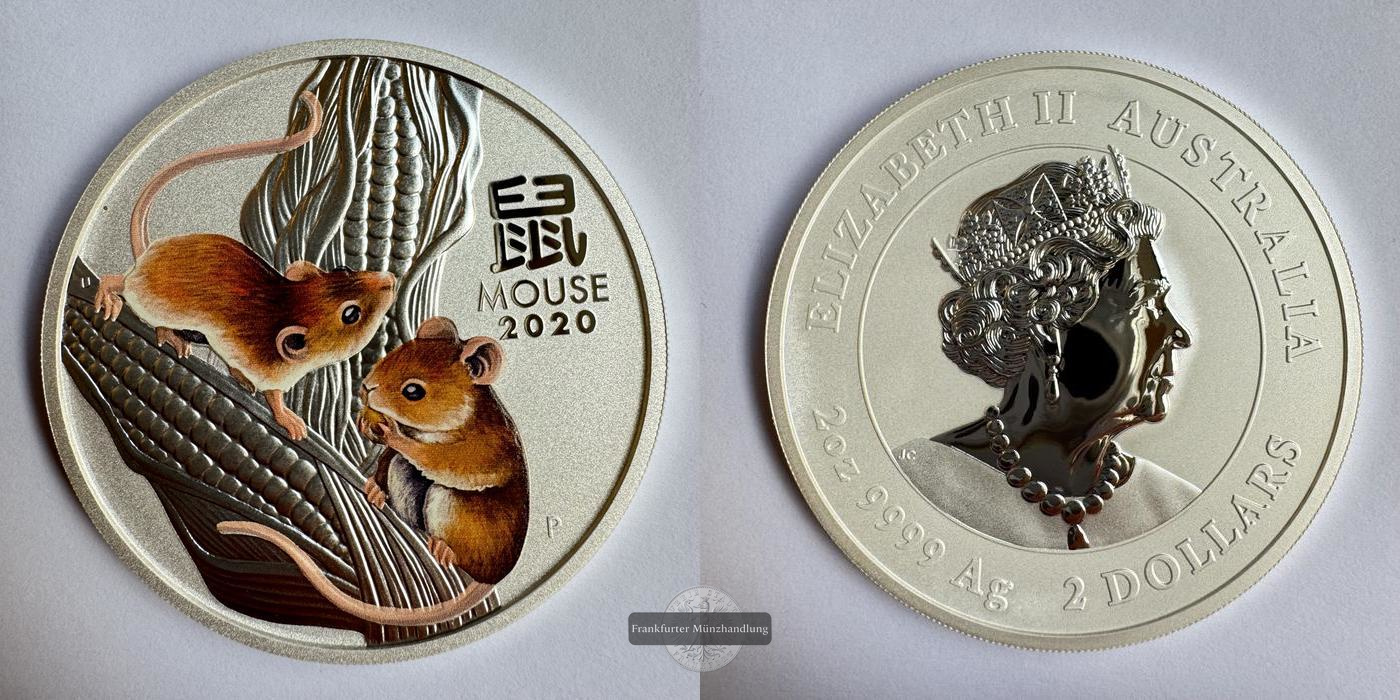  Australien / 2 Dollars (Year of the Mouse) 2020 FM-Frankfurt KM#3933 Feinsilber: 62,2g   
