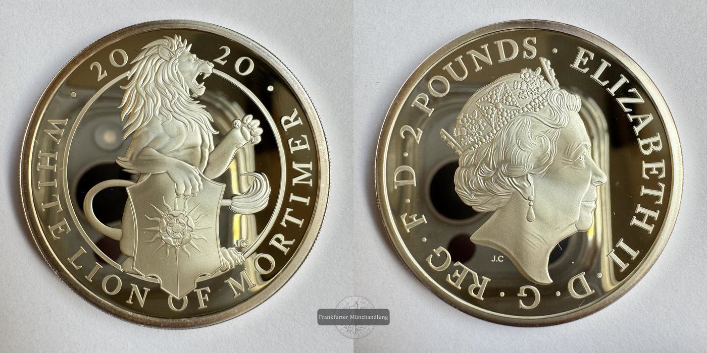  UK / 2 Pounds White Lion of Mortimer (Proof) 2020 FM-Frankfurt KM#1844 Feinsilber: 31,2g   