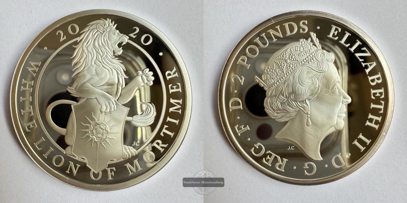  UK / 2 Pounds White Lion of Mortimer (Proof) 2020 FM-Frankfurt KM#1844 Feinsilber: 31,2g   