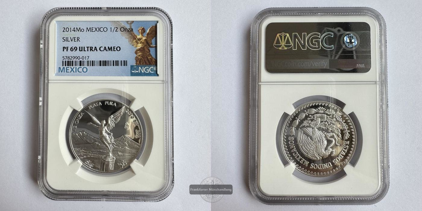  Mexiko / 1/2 Onza Libertad 2014 (1996-2024) NGC Graded PF 69 FM-Frankfurt Feinsilber: 15,55g   