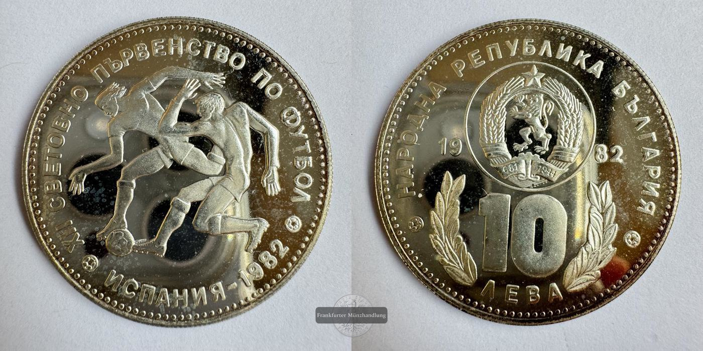  Bulgarien / 10 Leva 1982 Footballers FM-Frankfurt KM#144 Feinsilber: 12,032g   