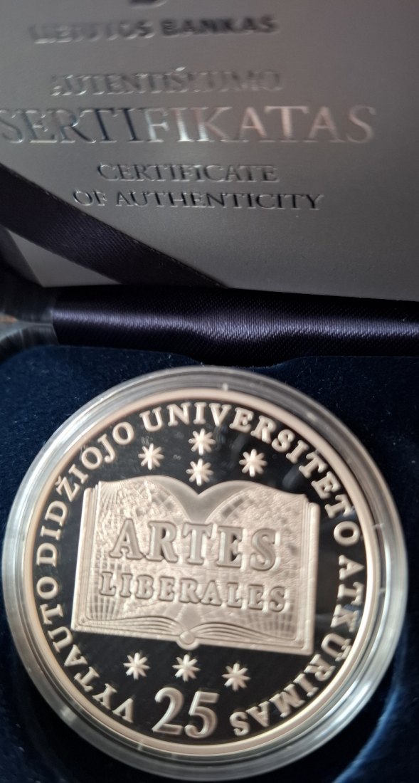  Litauen 50 Litu Silber 2014 zu 25 Jahre Wiedereröffnung der Vytautas Magnus Universität   