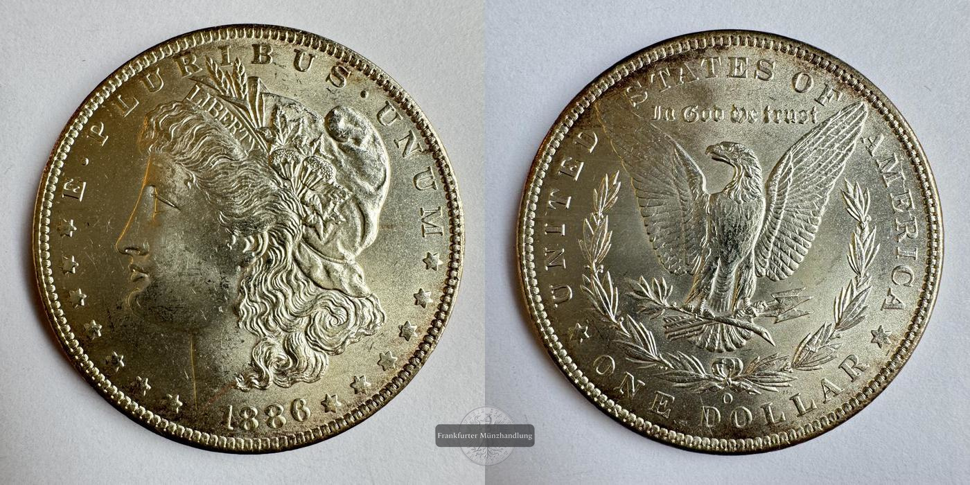  USA / 1 Dollar 1886 (1878-1921) 'O' Morgan Dollar FM-Frankfurt KM#110 Feinsilber: 24,057g   