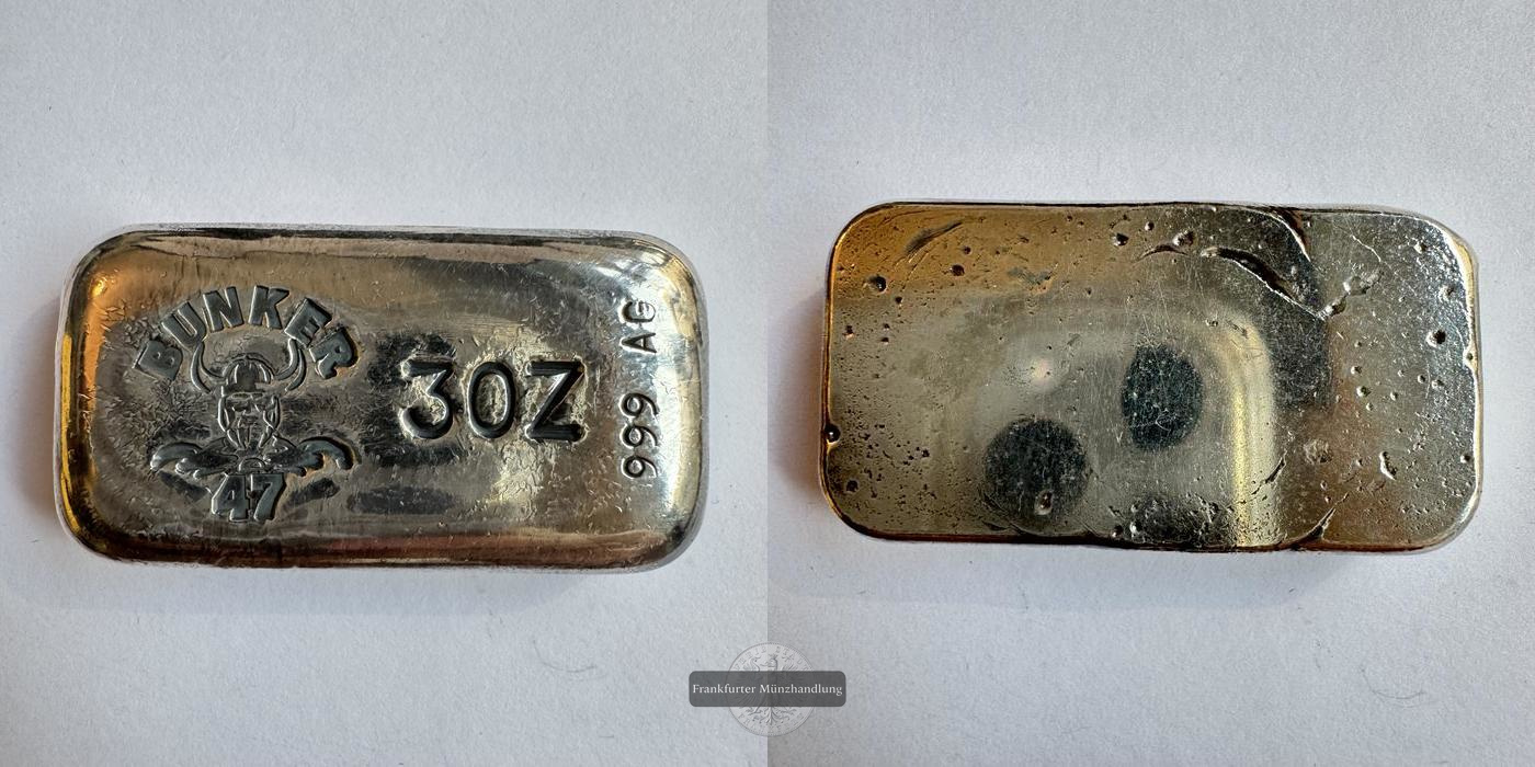  Deutschland / Bunker 47 3oz Silberbarren FM-Frankfurt Feinsilber: 96,5g   