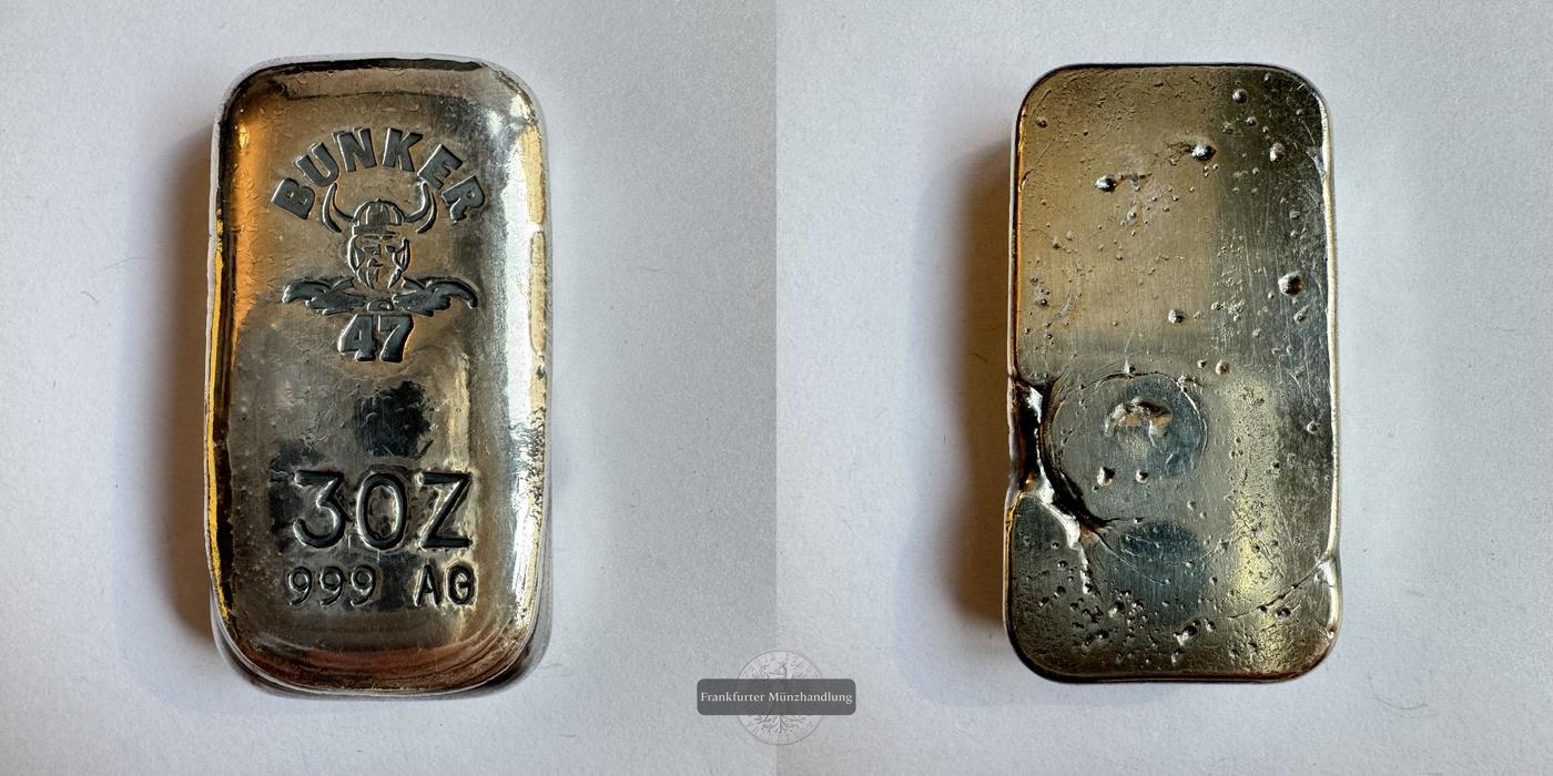  Deutschland / Bunker 47 3oz Silberbarren FM-Frankfurt Feinsilber: 94,44g   