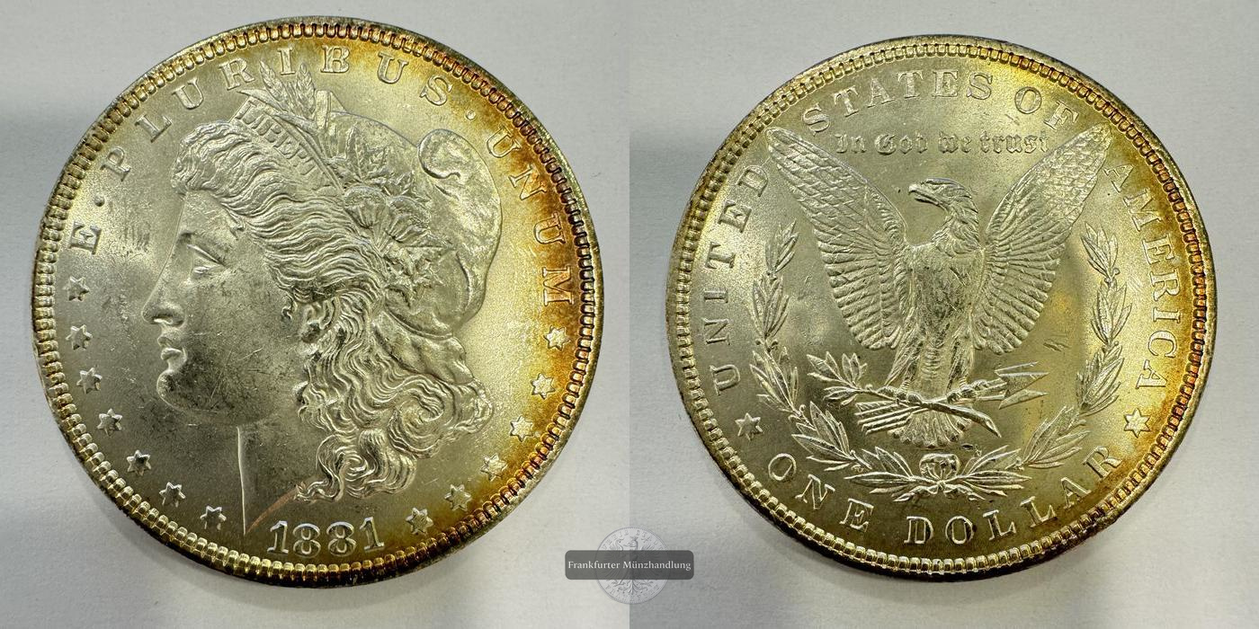  USA / 1 Dollar 1881 (1878-1921) Morgan Dollar FM-Frankfurt KM#110 Feinsilber: 24,057g   