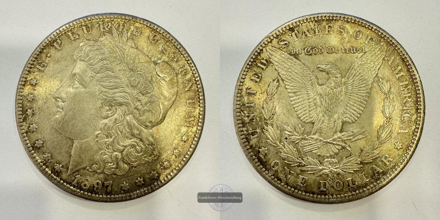  USA / 1 Dollar 1897 (1878-1921) 'S' Morgan Dollar FM-Frankfurt KM#110 Feinsilber: 24,057g   