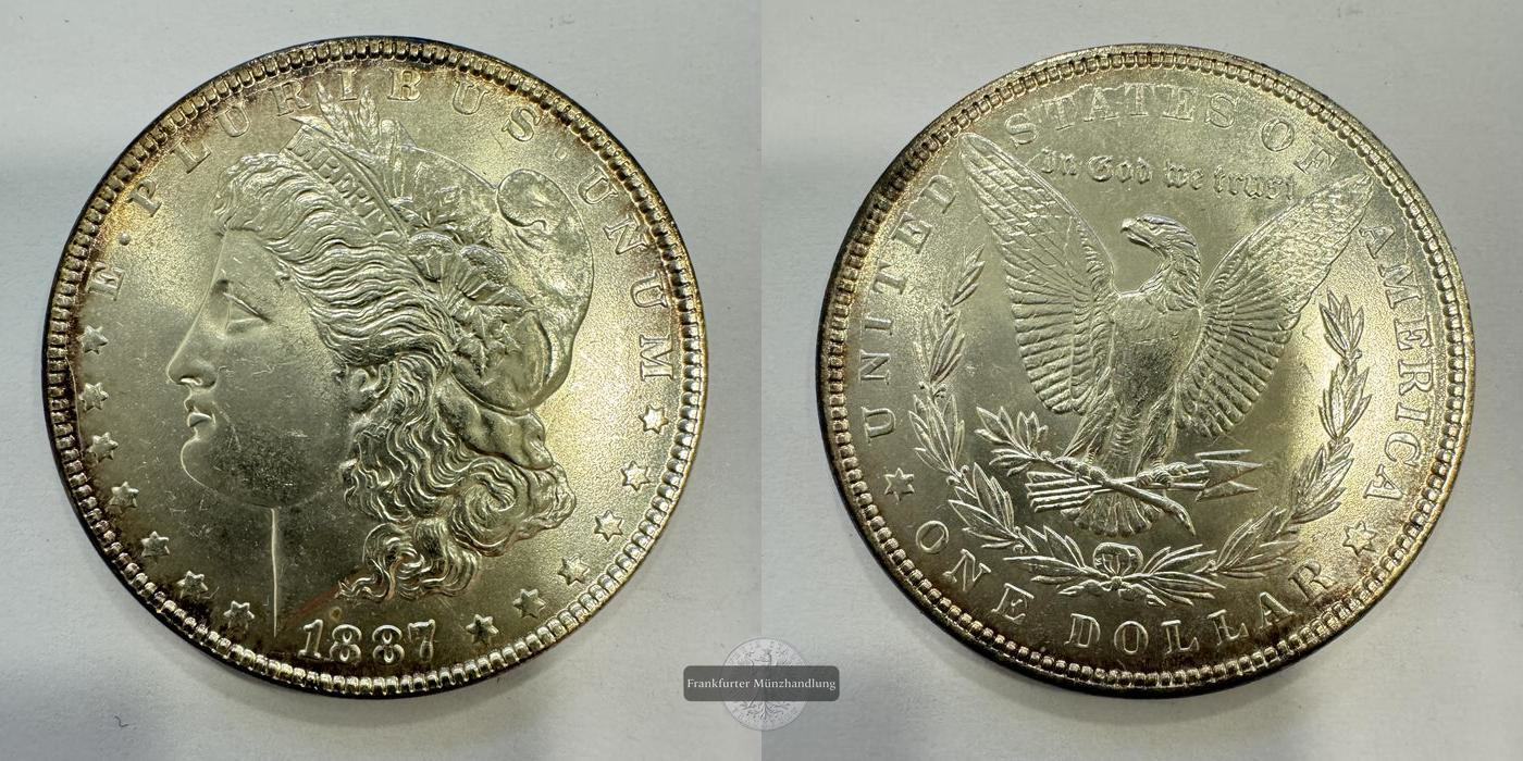  USA / 1 Dollar 1887 (1878-1921) Morgan Dollar FM-Frankfurt KM#110 Feinsilber: 24,057g   
