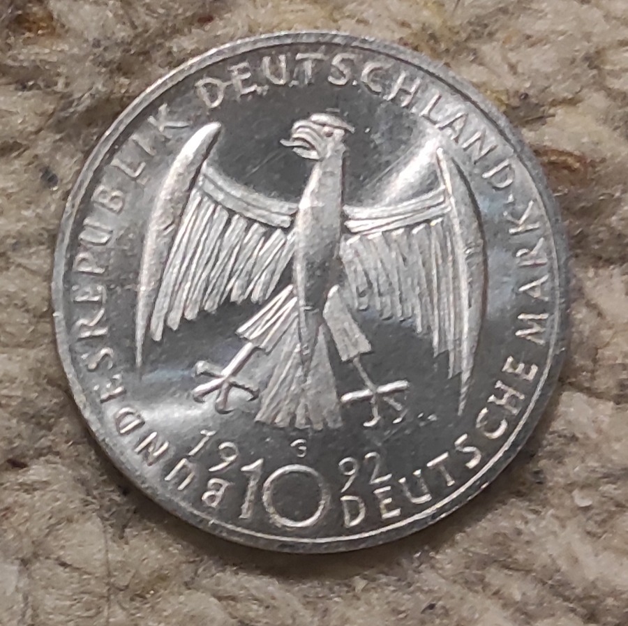  Deutschland 10 Mark 1992, SILBER, Käthe Kollwitz   