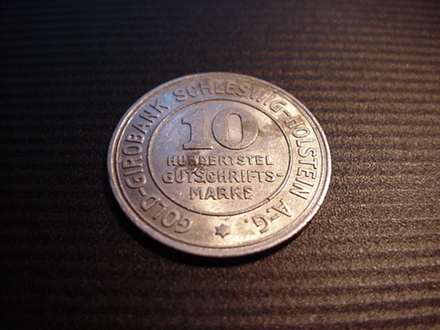  Provinz Schleswig Holstein Staatliches Notgeld 10 Hunderstel   