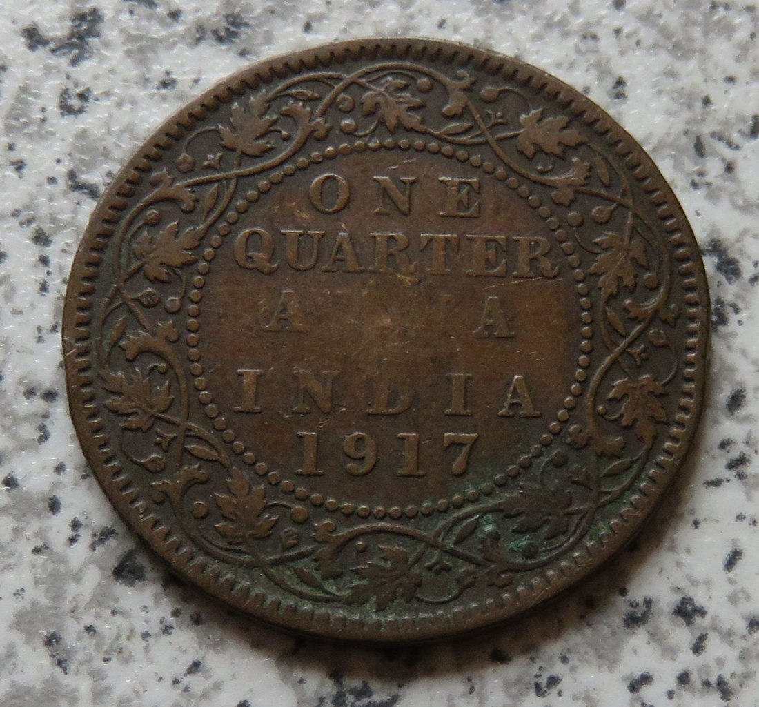  British Indien Quarter Anna 1917   