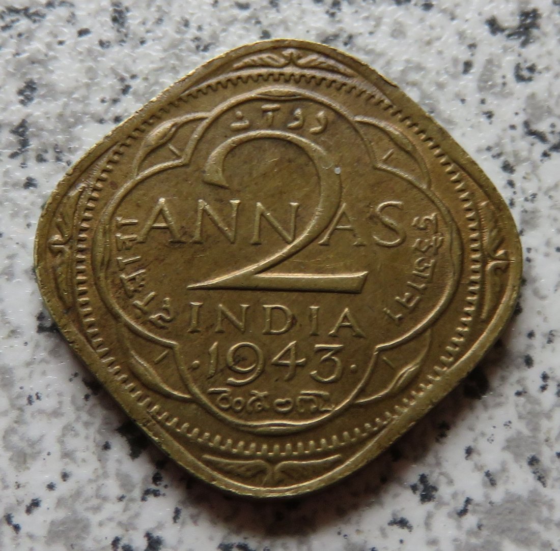  British Indien 2 Annas 1943   