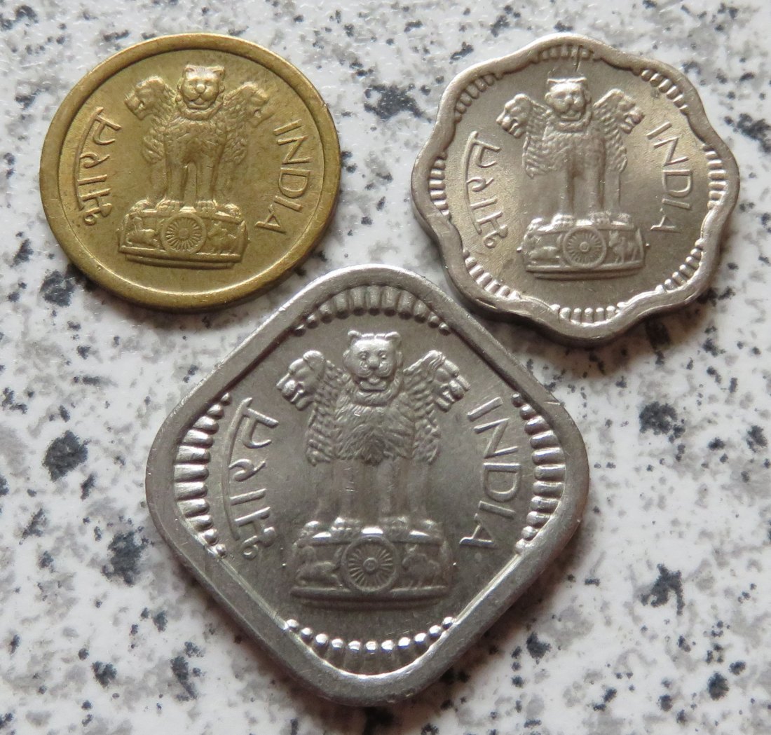  Indien 1 Paisa 1962, 2 Paise 1960 und 5 Paise 1963   