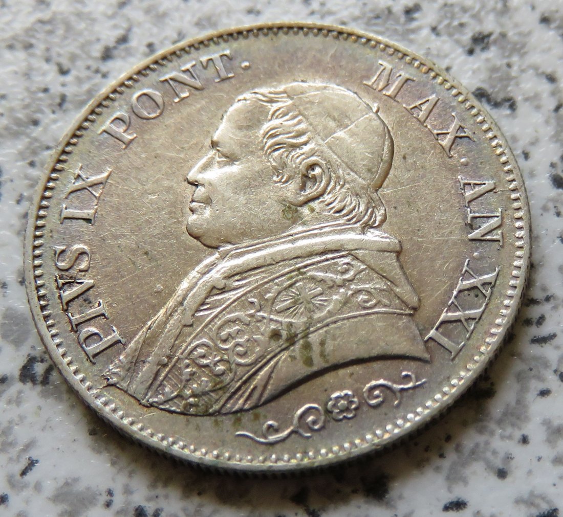  Vatikan 1 Lira 1866 R, kleiner Kopf   