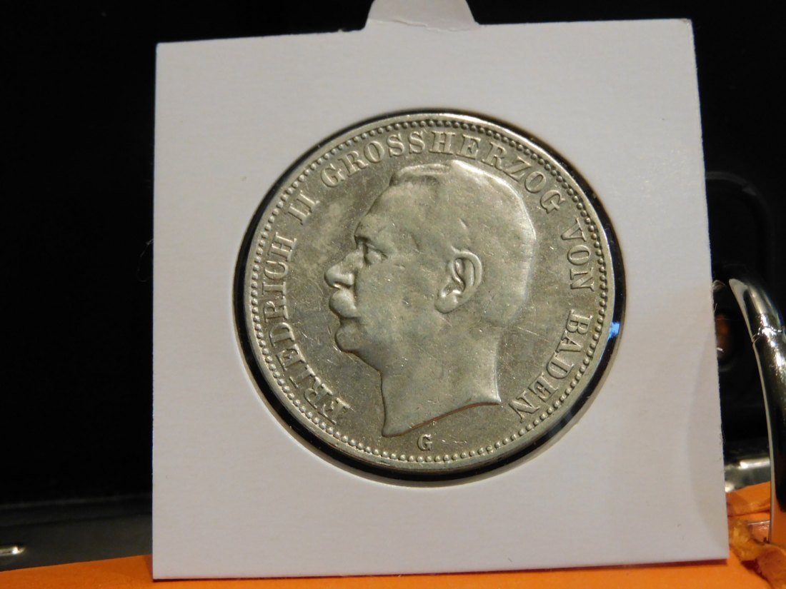 GERMANY 3 MARK 1908 BADEN.GRADE-PLEASE SEE PHOTOS.