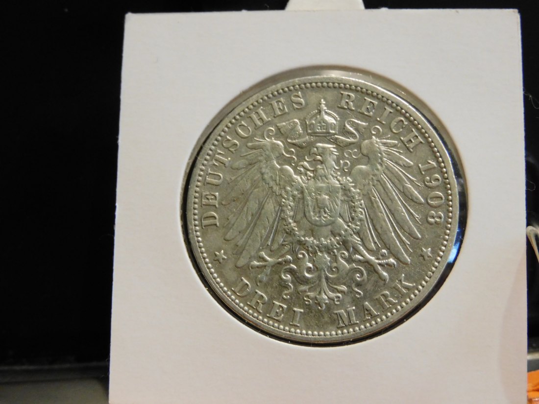  GERMANY 3 MARK 1908 BADEN.GRADE-PLEASE SEE PHOTOS.   