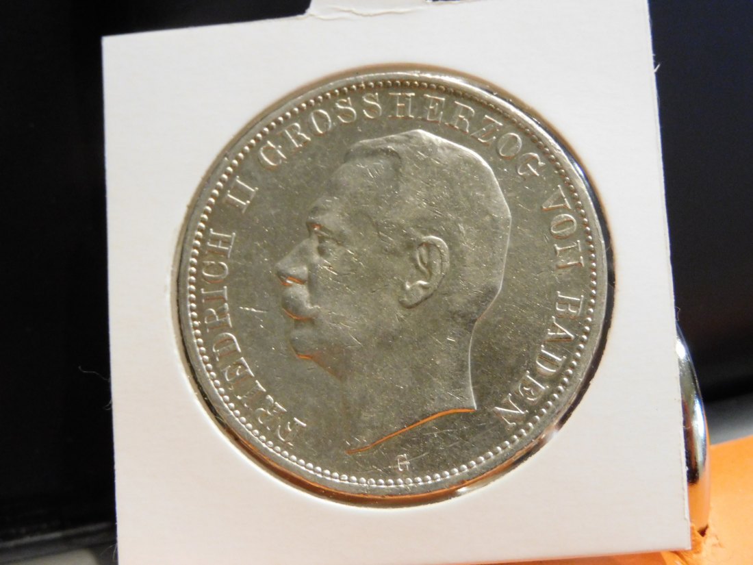  GERMANY 5 MARK 1908 BADEN.GRADE-PLEASE SEE PHOTOS.   