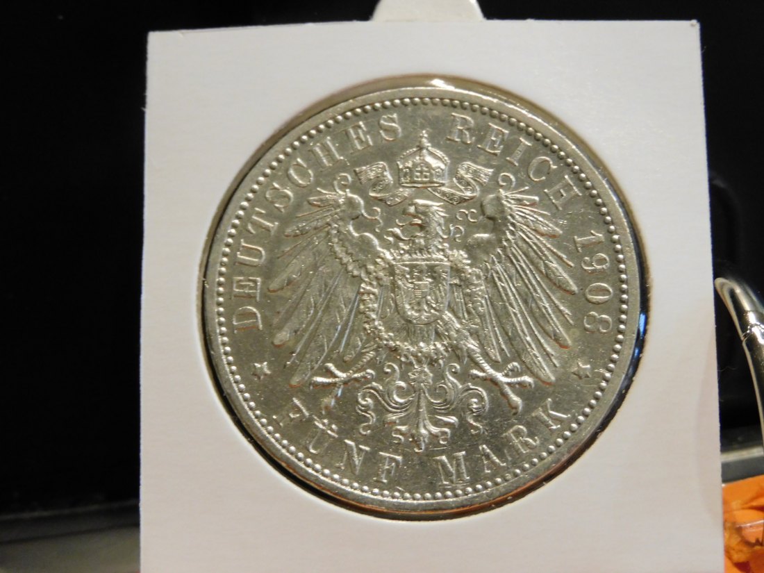  GERMANY 5 MARK 1908 BADEN.GRADE-PLEASE SEE PHOTOS.   