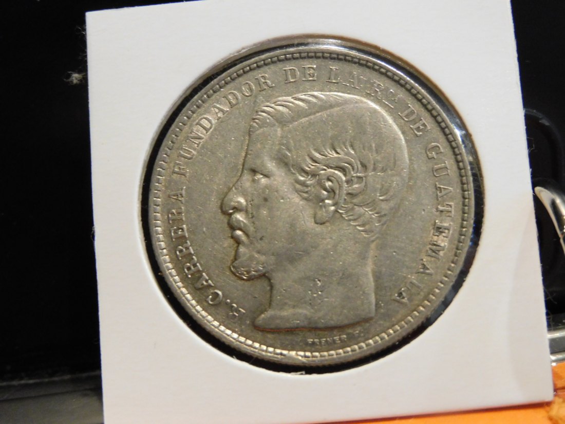  GUATEMALA 1 PESO 1867.GRADE-PLEASE SEE PHOTOS.   