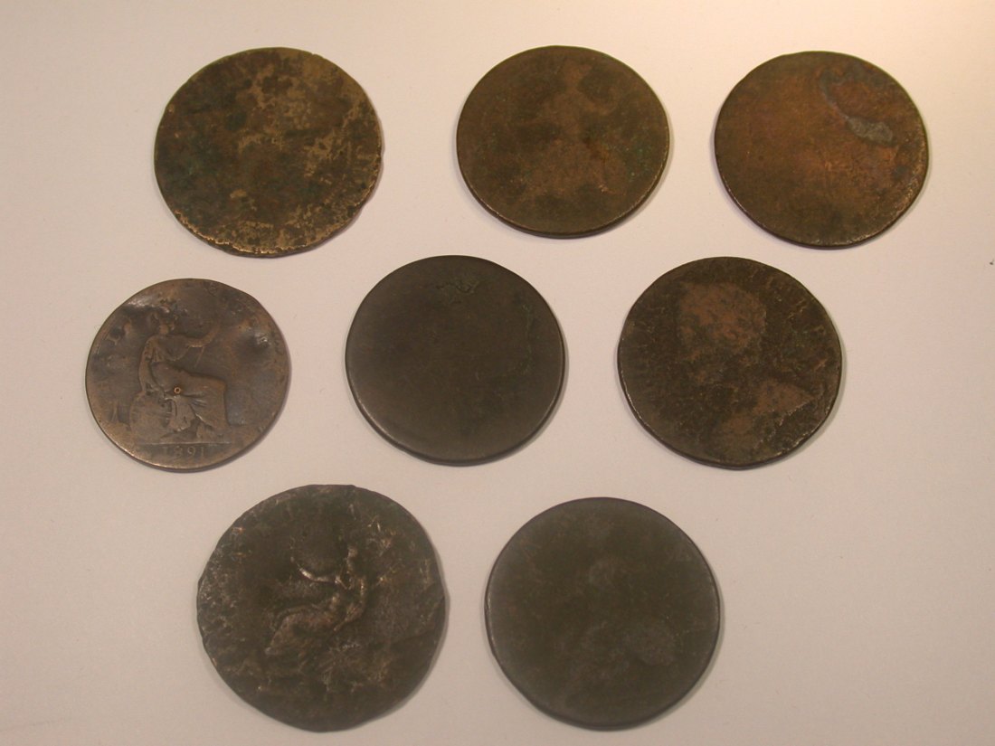 Lot 8 alte große Kupfermünzen gering erhalten Originalbilder