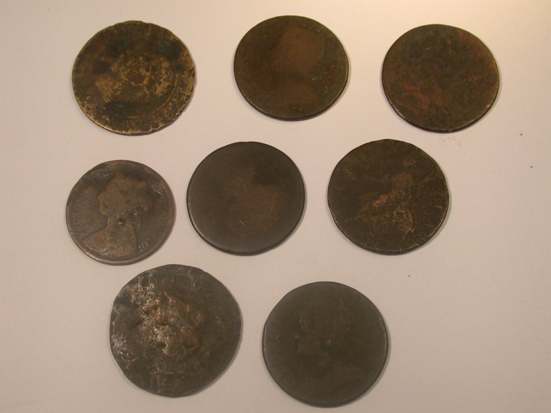  Lot  8 alte große Kupfermünzen gering erhalten   Originalbilder   