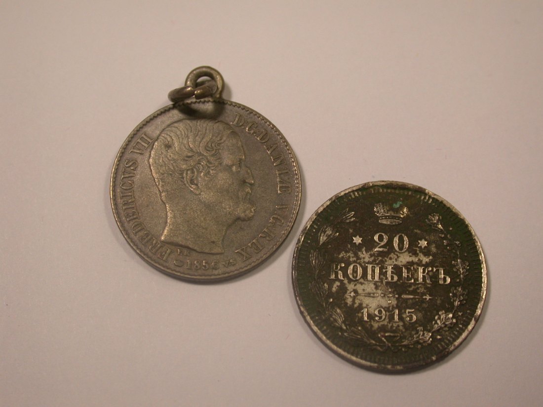  Dänemark 1856 Russland 1915 2 Münzen Silber   Originalbilder   