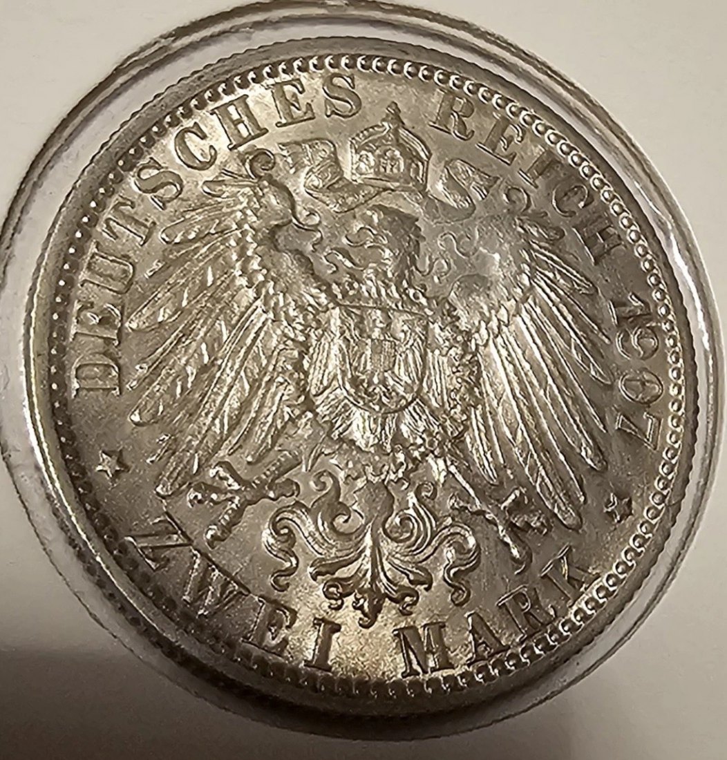  2 MARK Baden 1907 Jäger 32 VZ   