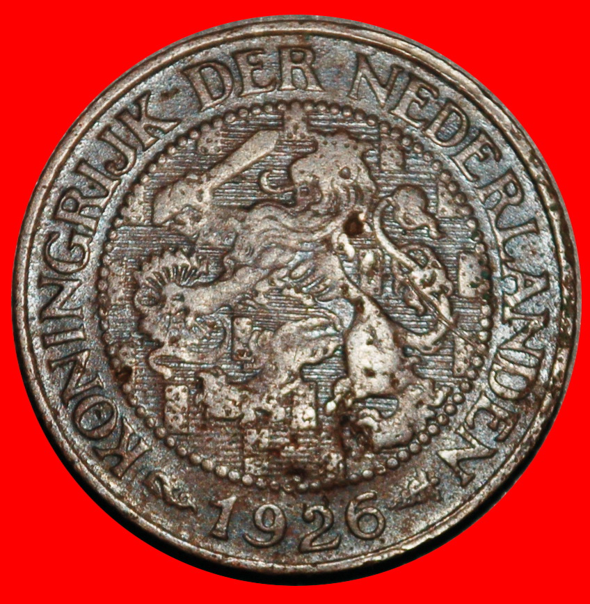 Ⰺ RAMPANT LION (1913-1941): NETHERLANDS ★1 CENT 1926! WILHELMINA (1890-1948)★LOW START ★ NO RESERVE!